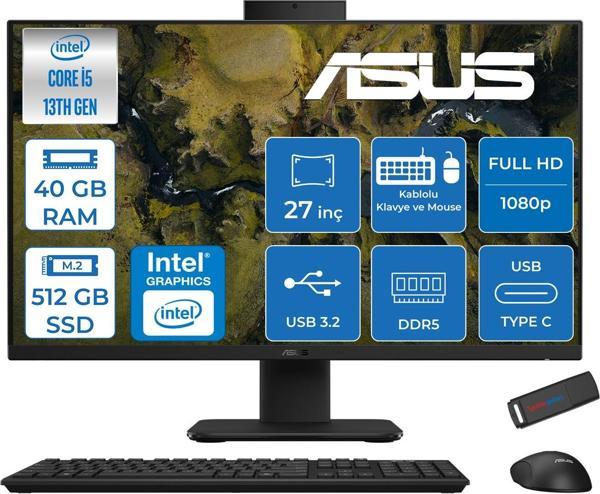 Asus V470VAK Intel Core İ5-13420H 40GB Ddr5 512GB SSD 27'' Fhd 100Hz 300NITS Freedos  Siyah Allınone Bilgisayar ASI58512B0DF17+ZETTAUSBBELLEK - Image 1