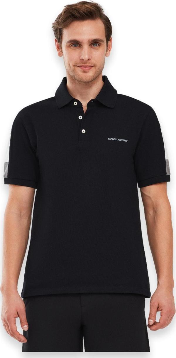 Skechers S221047 M Colorblock Polo Siyah Erkek T-Shirt - Image 1