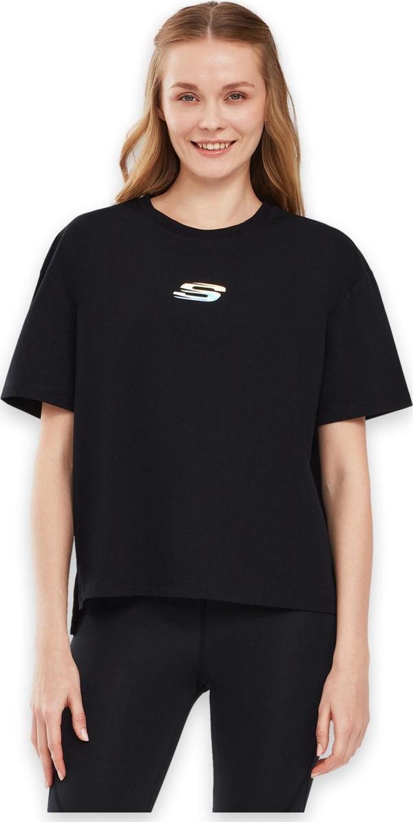 Skechers S241011 Graphic W Sleeve Siyah Kadın T-Shirt - Image 1