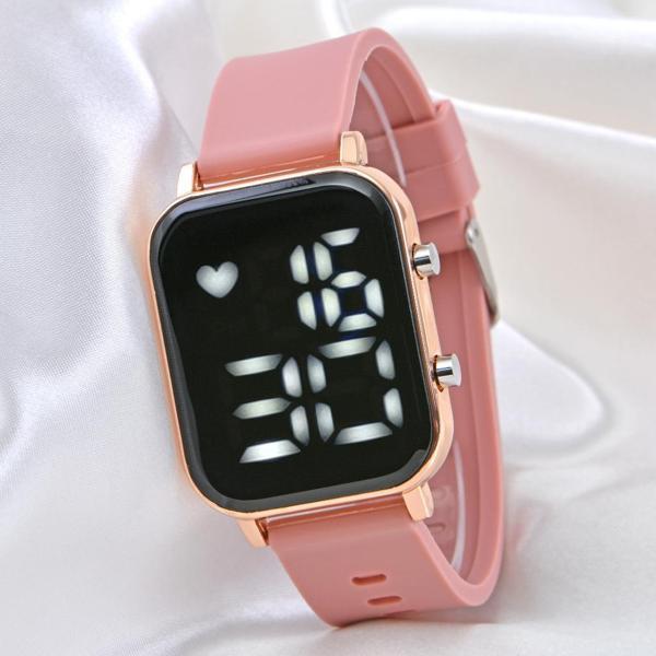 Pinkoli Kadın Kol Saati Pembe Kordon Rose Kasa Led Dijital Ekran ST-304103 - Image 1