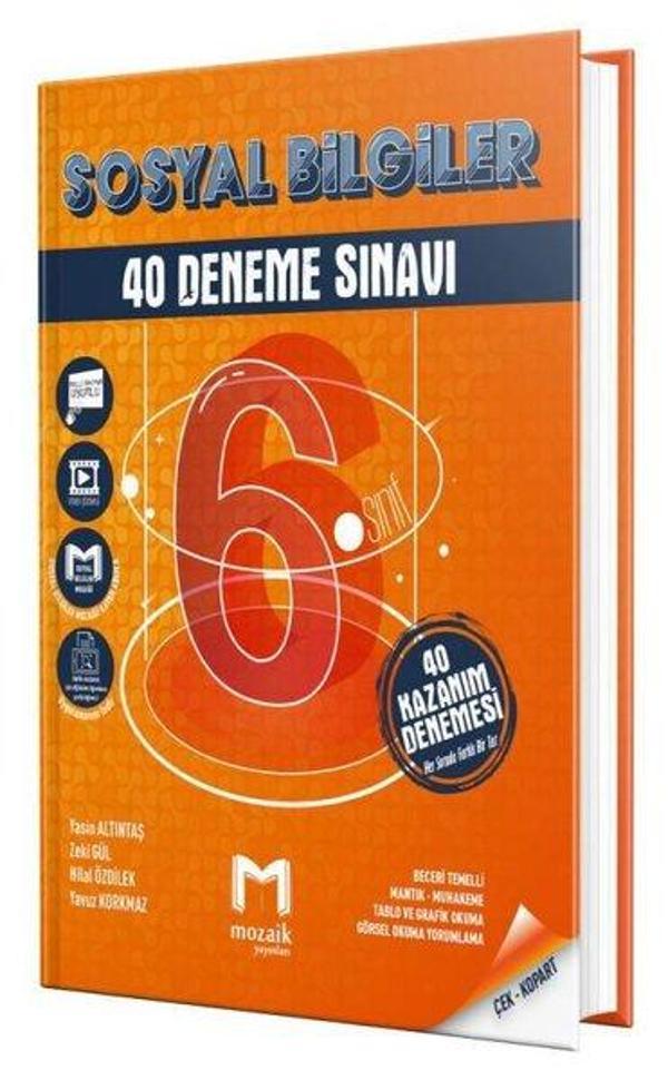 2023 6.Sınıf Sosyal Bilgiler 40 Deneme - Mozaik - Ders Kitapları - Image 1