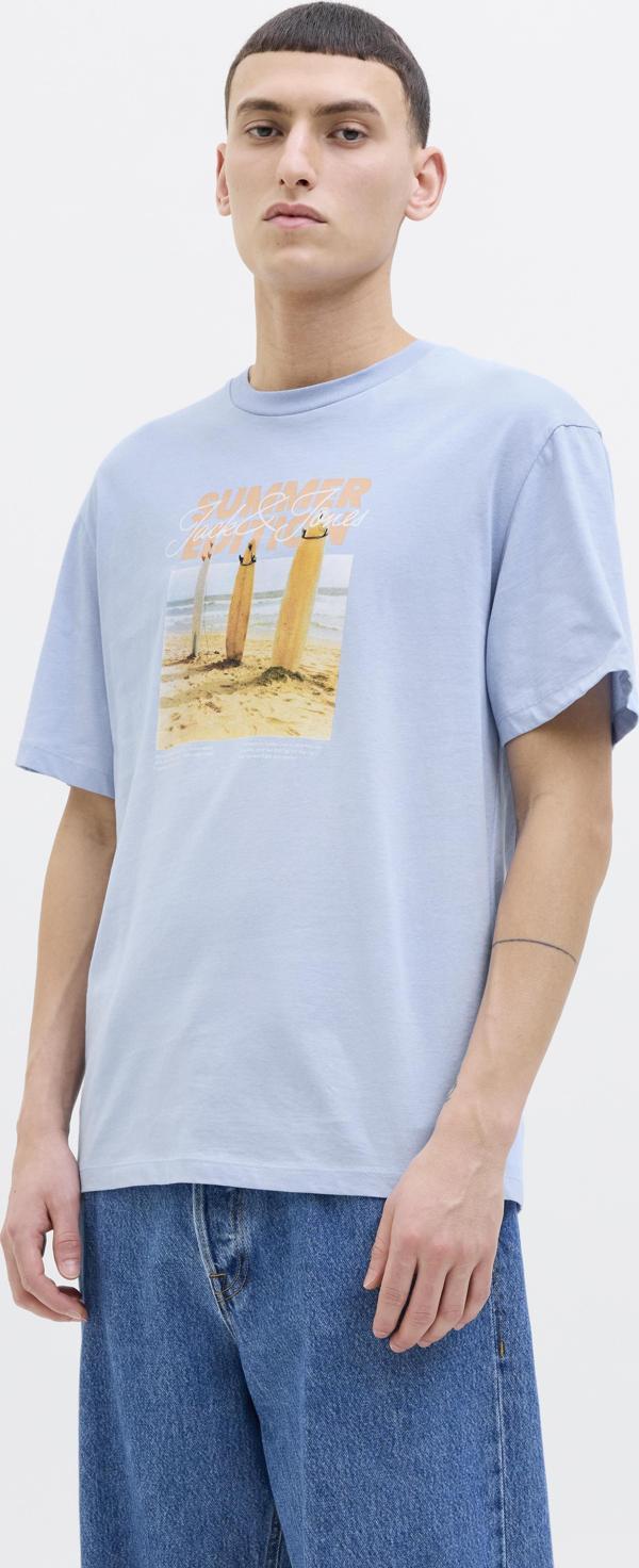Jack&Jones Jjporto Tee Ss Crew Neck Erkek Mavi Tshirt 12269429-07 - Image 1