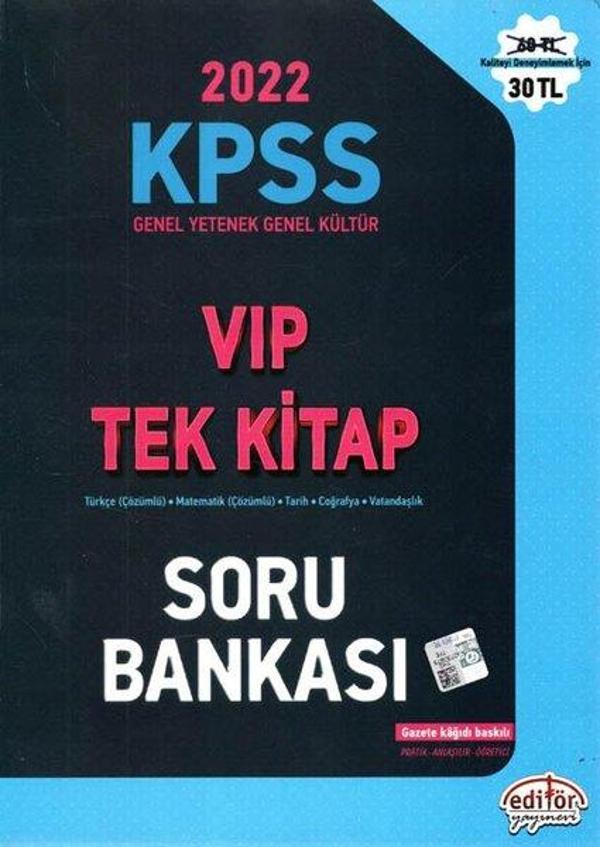 2022 KPSS Genel Yetenek - Genel Kültür VIP Tek Kitap Soru Bankası - Editör - Image 1