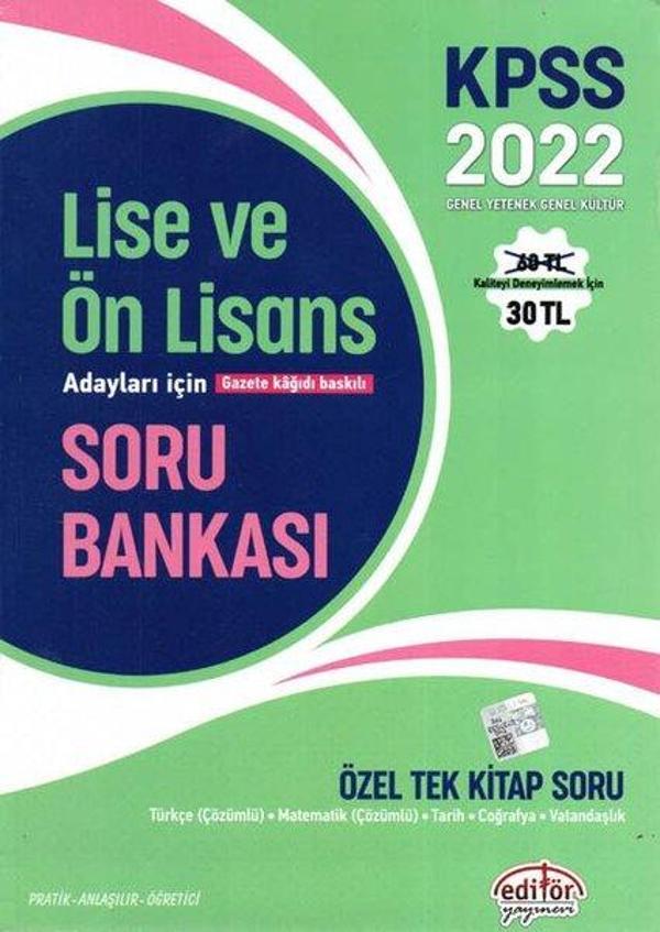 2022 KPSS Lise ve Ön Lisans Adayları İçin Özel Tek Kitap Soru Bankası - Editör - Image 1