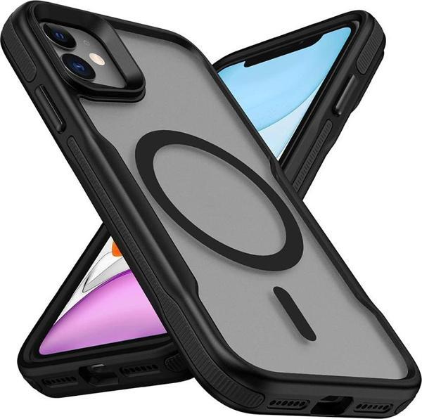 Apple iPhone 11 Kılıf Magsafeli Airbag Şeritli Renkli Kenar Lamer Kapak  - Image 1