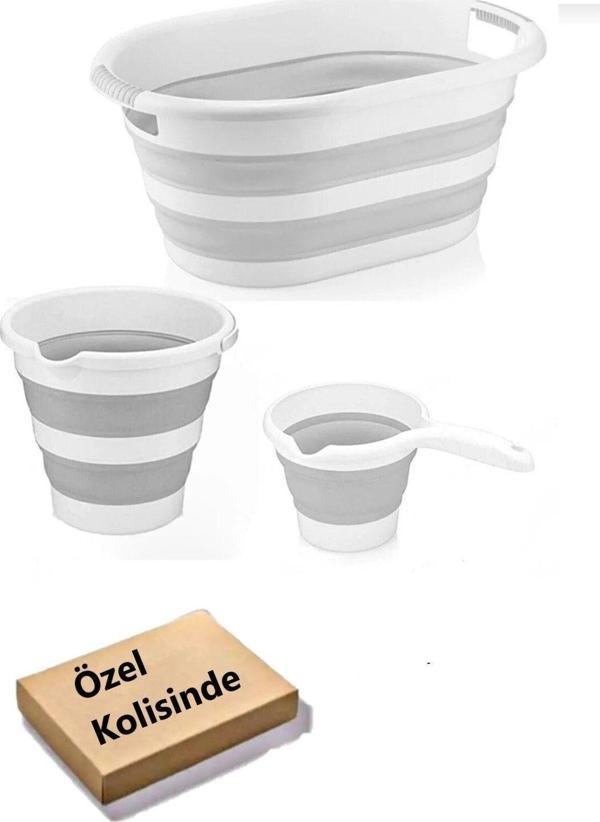 Ahir Ticaret Multi 3'Lü Katlanabilir Sepet, Kova Ve Maşraba Seti - Image 1