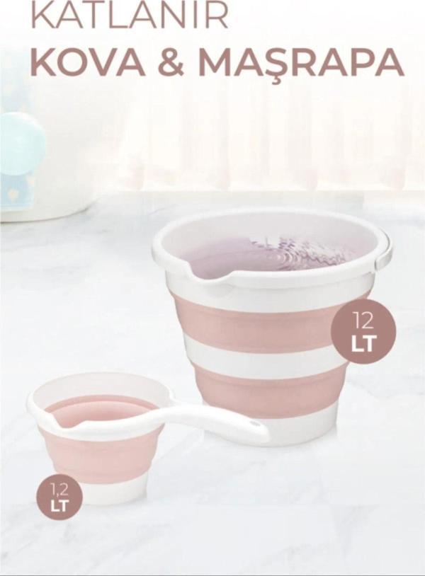 Ahir Ticaret Katlanır Kova Ve Maşrapa Seti Pembe - Image 1