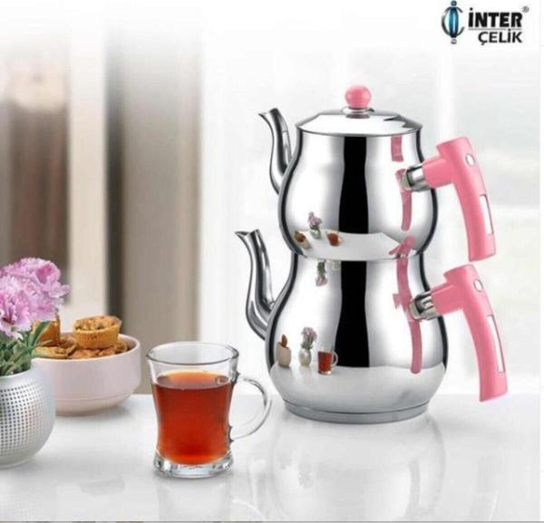 İnter Çelik İnter Çelik Mercan Mini Boy Çaydanlık Pembe Pembe - Image 1
