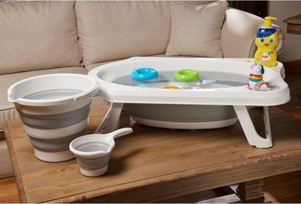 Ahir Ticaret Hobby Life Katlanır Bebek Küveti Seti 3'Lü Gri - Image 1