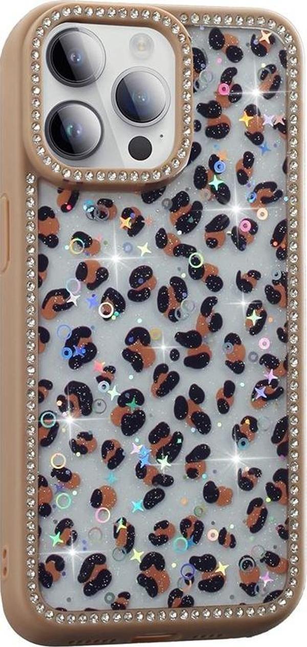Apple iPhone 14 Pro uyumlu Kılıf Simli ve Taşlı Dizayn Azra Kapak  - Image 1