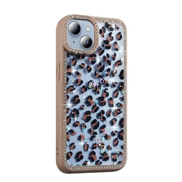 Apple iPhone 14 uyumlu Kılıf Simli ve Taşlı Dizayn Azra Kapak  - Image 1
