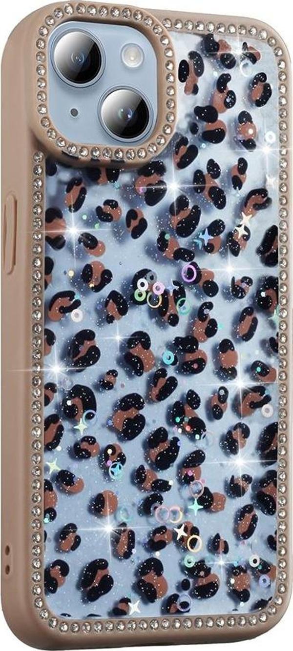 Apple iPhone 14 uyumlu Kılıf Simli ve Taşlı Dizayn Azra Kapak  - Image 1