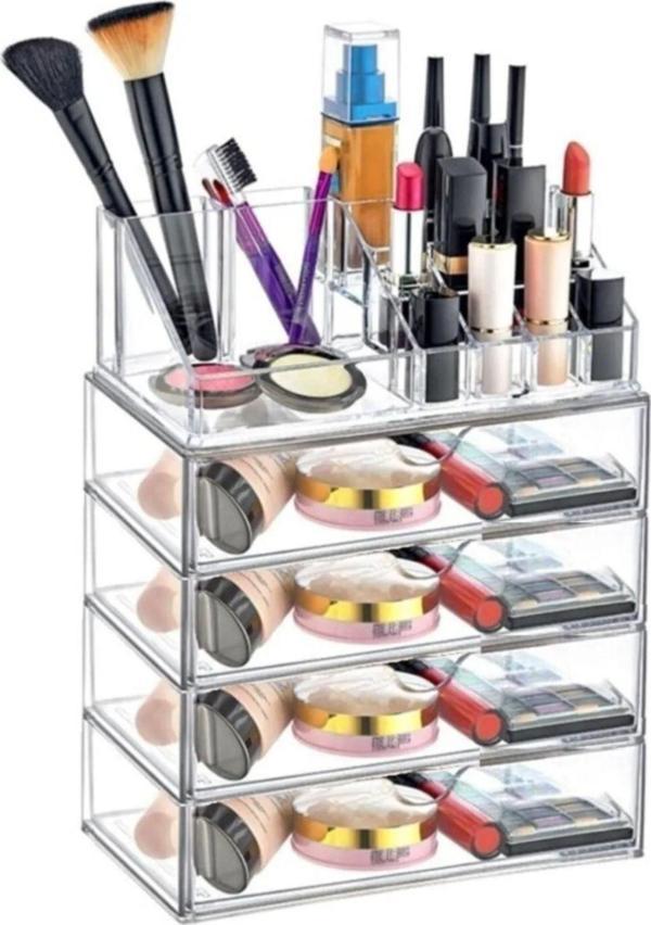 Ahir Ticaret Makyaj Düzenleyici Set 5 Katlı 4 Çekmeceli Akrilik Organizer - Image 1