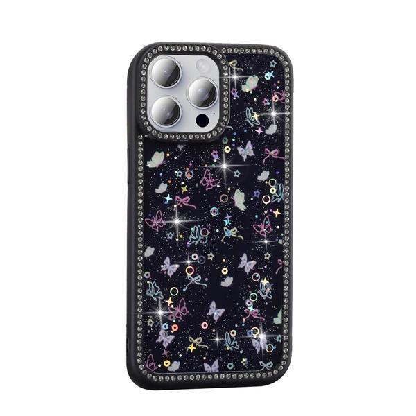 Apple iPhone 15 Pro Max uyumlu Kılıf Simli ve Taşlı Dizayn Azra Kapak  - Image 1