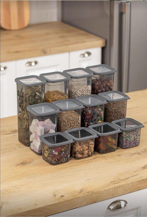 Ahir Ticaret Bakliyat-Erzak Saklama Kabı Seti ( 4X 1900Ml, 4X 1300Ml, 4X 650Ml ) 12'Li - Image 1