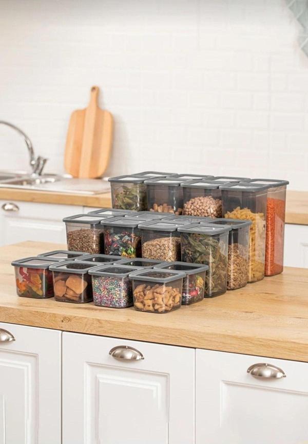 Ahir Ticaret Bakliyat-Erzak Saklama Kabı Seti ( 8X 1900Ml, 8X 1300Ml, 8X 650Ml ) 24'Lü - Image 1