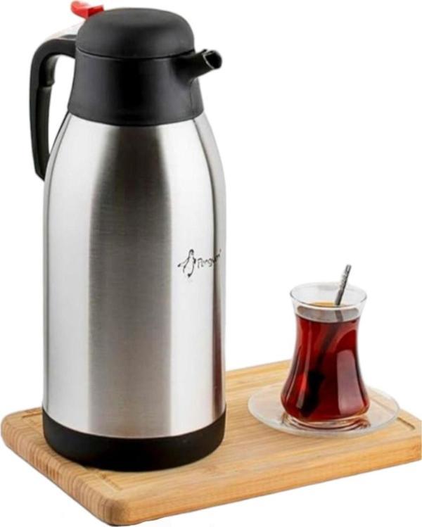Penguen Paslanmaz Çelik 2,5 Litre Çift Katlı Çelik Çay Termosu - Image 1