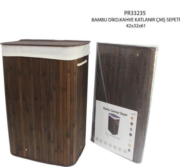 Ahir Ticaret Bambu2 Bölmeli Kirli Çamaşır Sepeti Dikdörtgen - Image 1