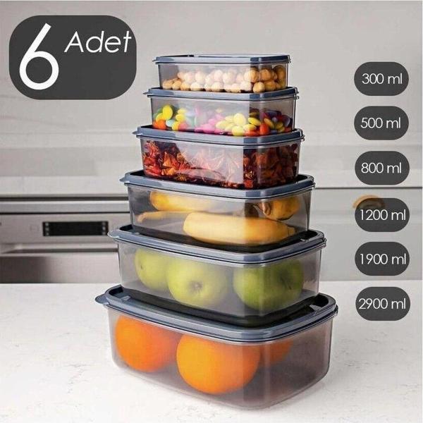 Ahir Ticaret Bee Home Şeffaf 6 Lı Saklama Kabı - Image 1