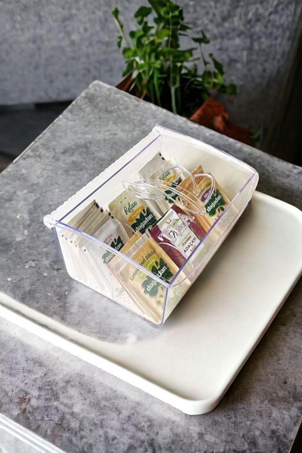 Ahir Ticaret Çıkarılabilir 6 Bölmeli Şeffaf Kapaklı Çay-Takı Kutusu - Image 1