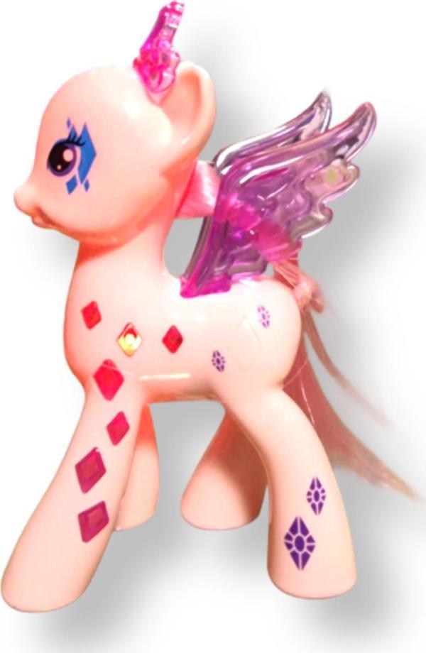 Işıklı Rainbow Unicorn Ponny Figür - 8 CM Pembe Taçlı Model - Image 1