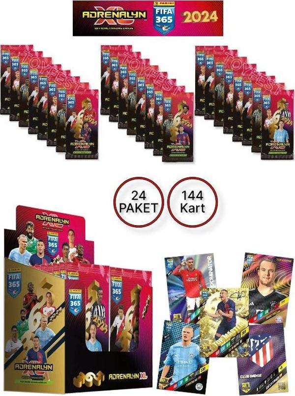 Panini Adrenalyn Fifa 365 - 2024 Official Trading Card Futbolcu Kartları Etiketi ( 24 PAKET ) - Image 1