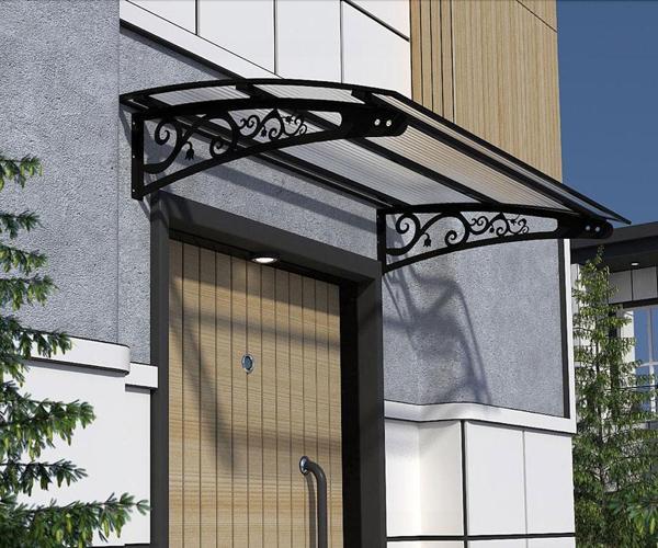 Metal Taşıyıcılı Kapı Üstü Pratik Sundurma Siyah - Şeffaf Levha 270 x 70 Md2 - Image 1