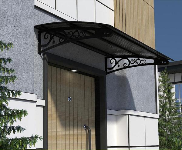 Metal Taşıyıcılı Kapı Üstü Pratik Sundurma Siyah - Siyah Levha 290 x 70 Md2 - Image 1