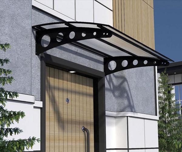 Metal Taşıyıcılı Kapı Üstü Pratik Sundurma Siyah - Şeffaf Levha 170 x 80 Md1 - Image 1