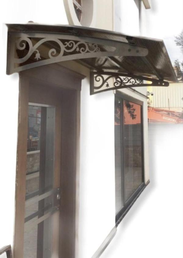 Metal Taşıyıcılı Kapı Üstü Pratik Sundurma 120x120 Md2 - Image 1