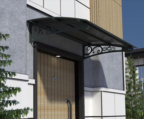 Metal Taşıyıcılı Kapı Üstü Pratik Sundurma Antrasit - Siyah Levha 150 x 120 Md2 - Image 1