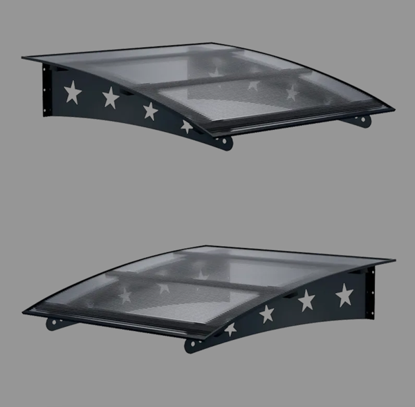 Metal Taşıyıcılı Kapı Üstü Pratik Sundurma Yıldız Modeli Antrasit - Siyah Levha 120 x 100 cm - Image 1