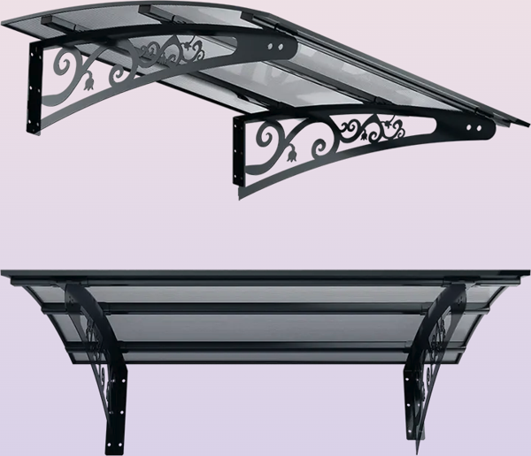 Metal Taşıyıcılı Kapı Üstü Pratik Sundurma Antrasit - Şeffaf Levha 230 x 70 Md2 - Image 1
