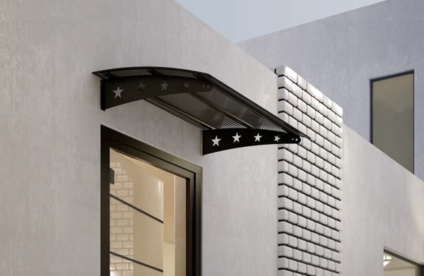 Metal Taşıyıcılı Kapı Üstü Pratik Sundurma Yıldız Modeli Antrasit - Siyah Levha 100 x 100 cm - Image 1