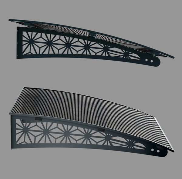 Metal Taşıyıcılı Kapı Üstü Pratik Sundurma Lotus Modeli Antrasit - Siyah Levha 120 x 100 cm - Image 1