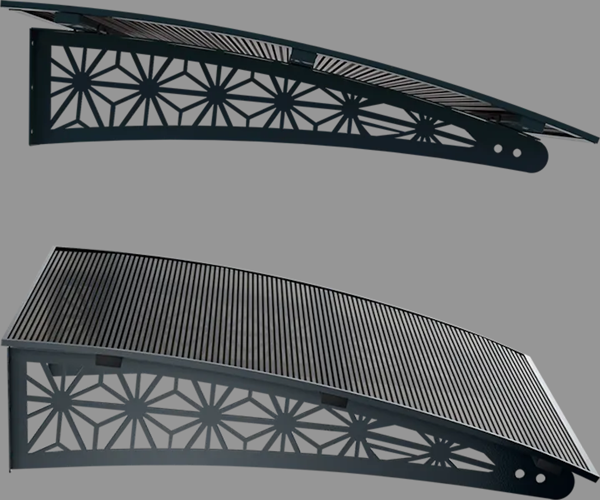 Metal Taşıyıcılı Kapı Üstü Pratik Sundurma Lotus Modeli Antrasit - Siyah Levha 120 x 100 cm - Image 1
