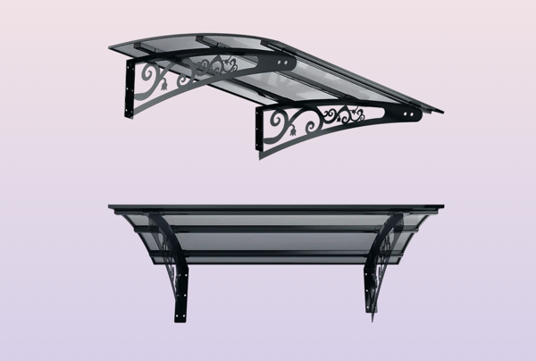 Metal Taşıyıcılı Kapı Üstü Pratik Sundurma Antrasit - Şeffaf Levha 290 x 70 Md2 - Image 1
