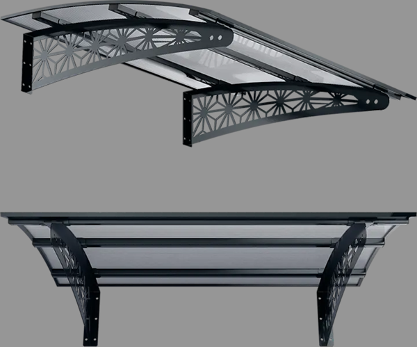 Metal Taşıyıcılı Kapı Üstü Pratik Sundurma Lotus Modeli Antrasit - Şeffaf Levha 120 x 100 cm - Image 1