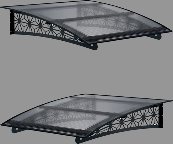 Metal Taşıyıcılı Kapı Üstü Pratik Sundurma Lotus Modeli Antrasit - Siyah Levha 130 x 100 cm - Image 1