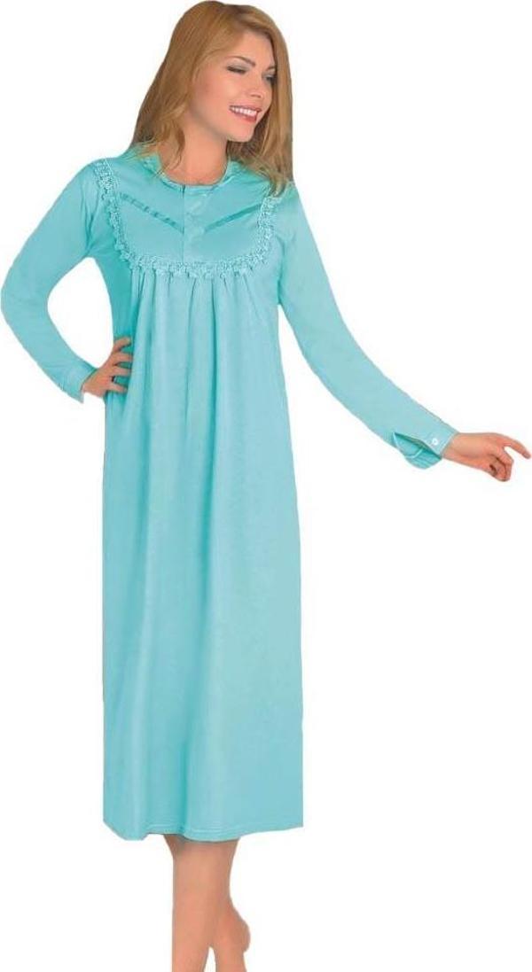 Aysu Bayan Battal Beden Penye Uzun Kol Gecelik Büyük Kalıp - Image 1