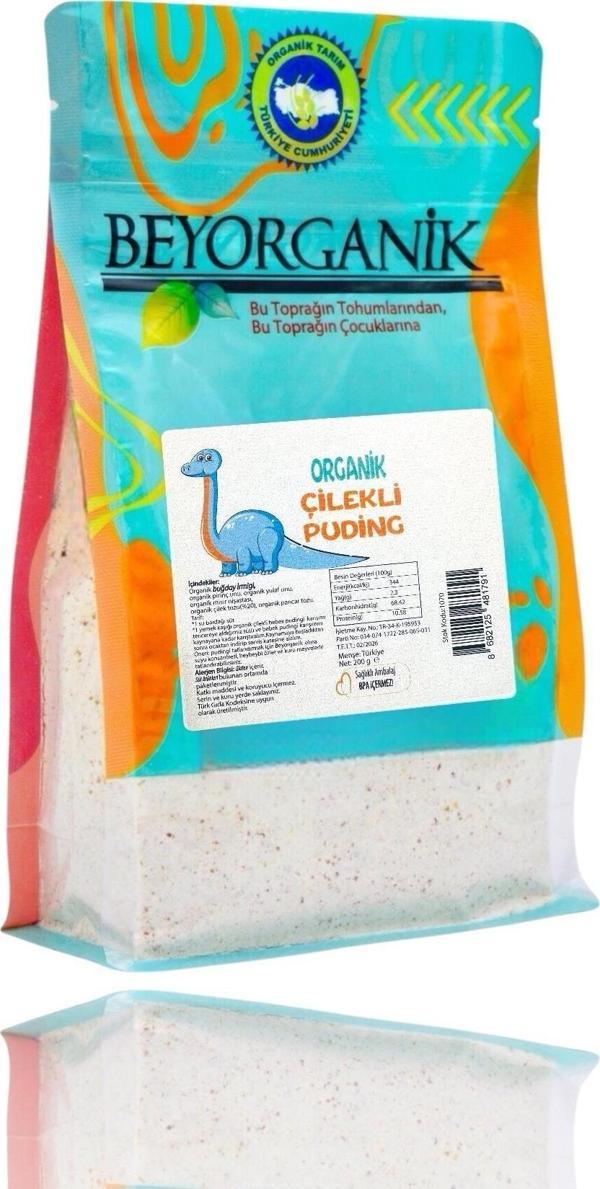Organik Çilekli Bebek Pudingi 200gr +12ay (Pestisit ve Aflatoksin Analizli) - Image 1