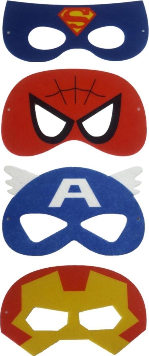 Ahtek Keçe Marvel Maske Seti 4'lü, Kaptan Amerika, Süperman, Örümcek Adam Ve Demir Adam Maskesi - Image 1