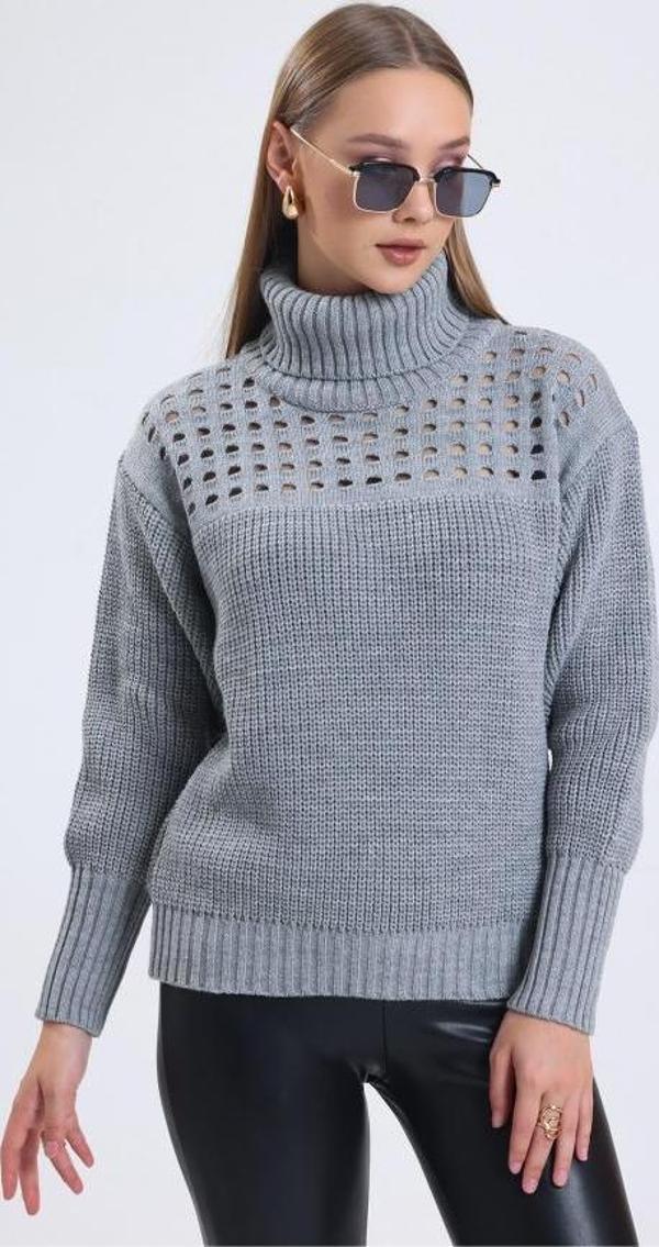 Kadın Balıkçı Yaka Triko Bluz 11023 - Image 1