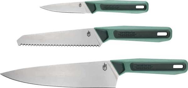 Gerber Gear ComplEAT Bıçak Seti - Kamp Kesme Bıçak Seti - Soyma Bıçağı, Tırtıklı Çok Amaçlı Bıçak ve Şef Bıçağı - Yeşil - Image 1
