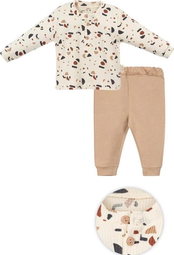 DESENLİ SWEAT PANTOLON TAKIM Bej - Image 1