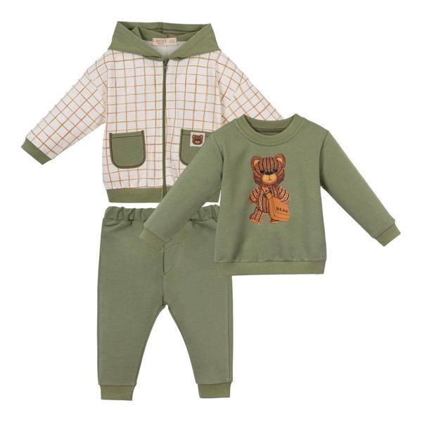 EKOSE KAPŞONLU CEKET SWEAT PANTOLON ÜÇLÜ TAKIM Zeytin Yeşili - Image 1