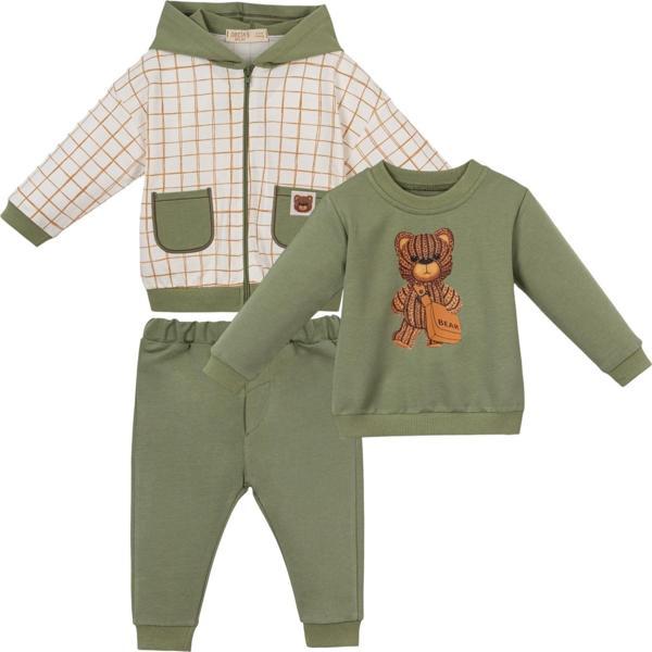 EKOSE KAPŞONLU CEKET SWEAT PANTOLON ÜÇLÜ TAKIM Zeytin Yeşili - Image 1