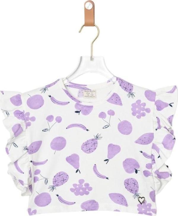 MEYVE BASKILI KIZ CROP TSHIRT Mor - Image 1