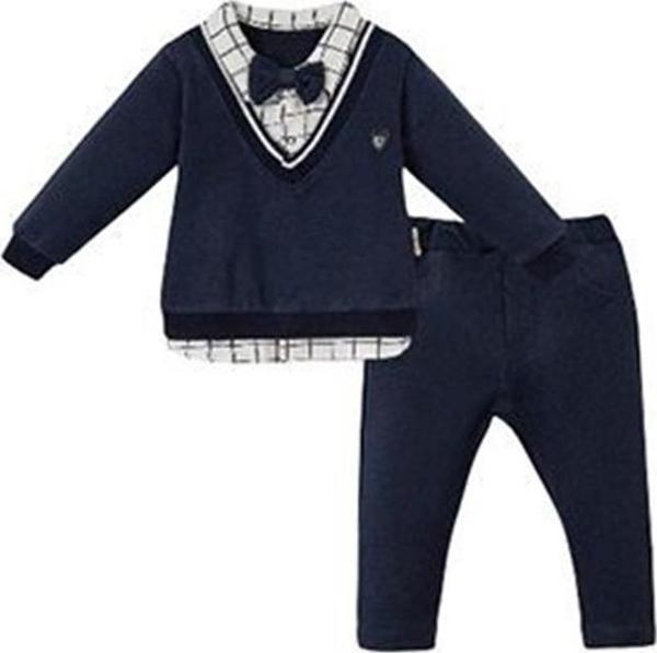 EKOSE GÖMLEKLİ SWEAT PAPYON PANTOLON TAKIM LACİVERT - Image 1