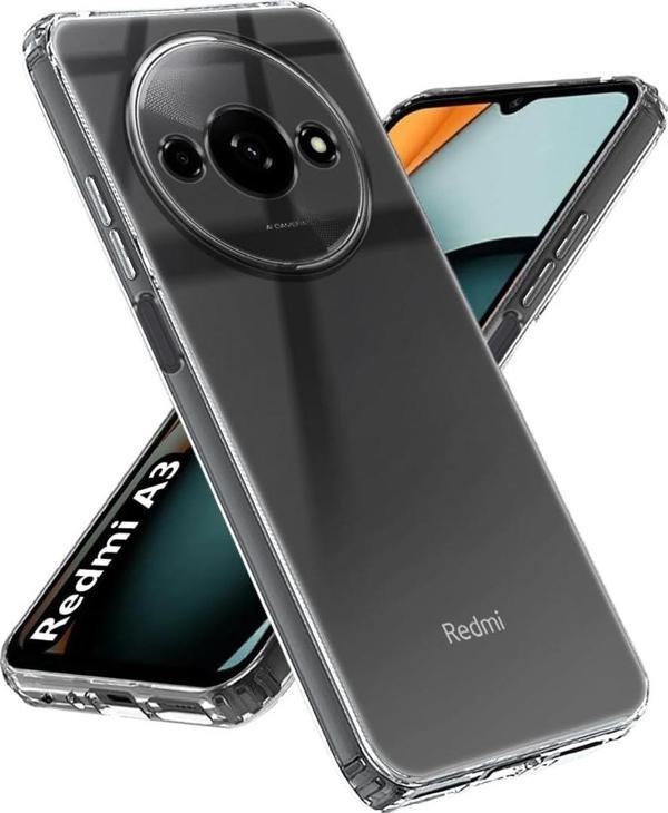 Xiaomi Redmi A3 4G 2024 Uyumlu Kamera Korumalı Darbe Önleyici Ultra Slim TPU Şeffaf Silikon Kılıf - Image 1